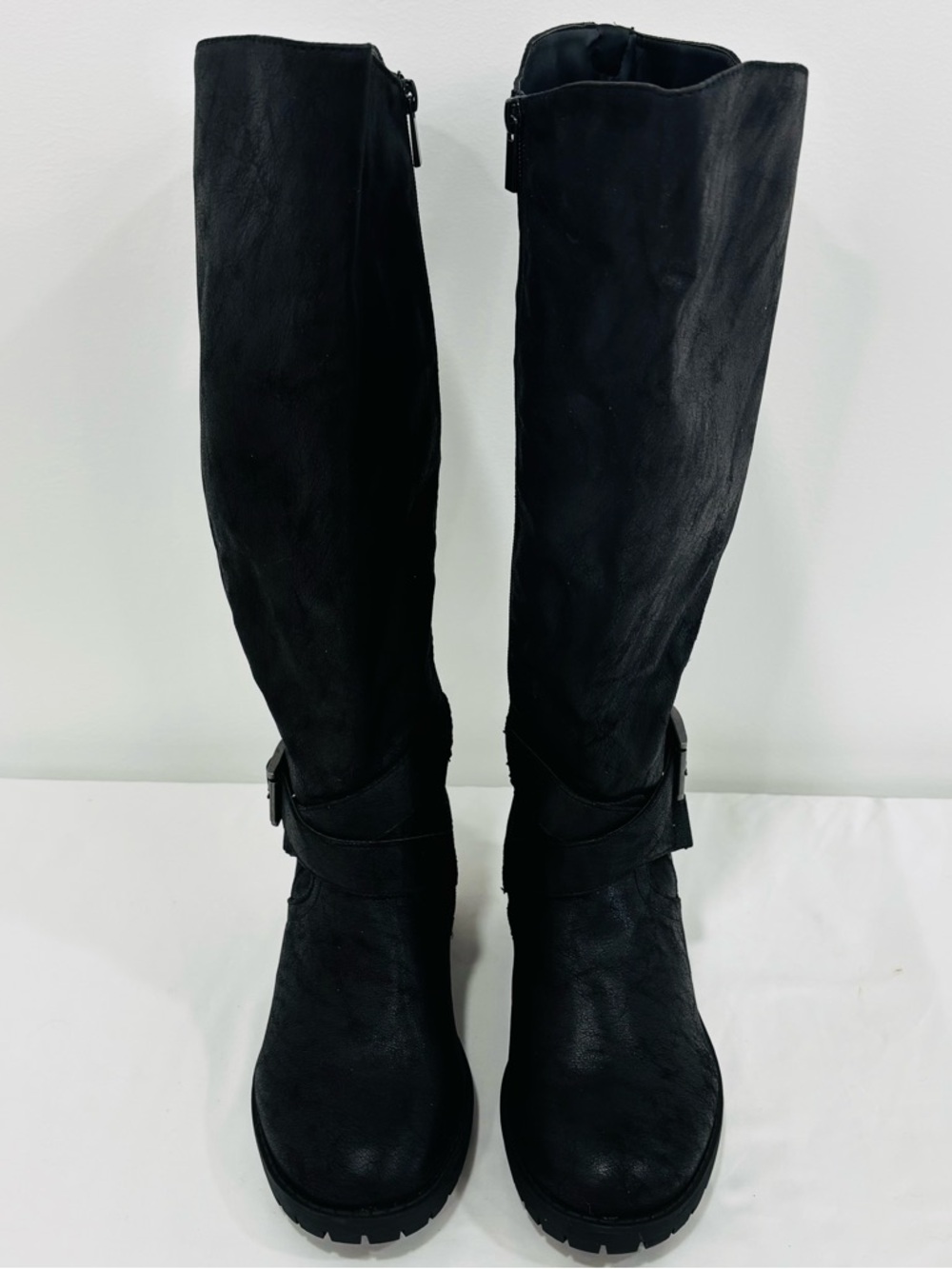 Women’s Torrid WIDE CALF Faux Leather Moto Knee-High Boots Size 7W EUC